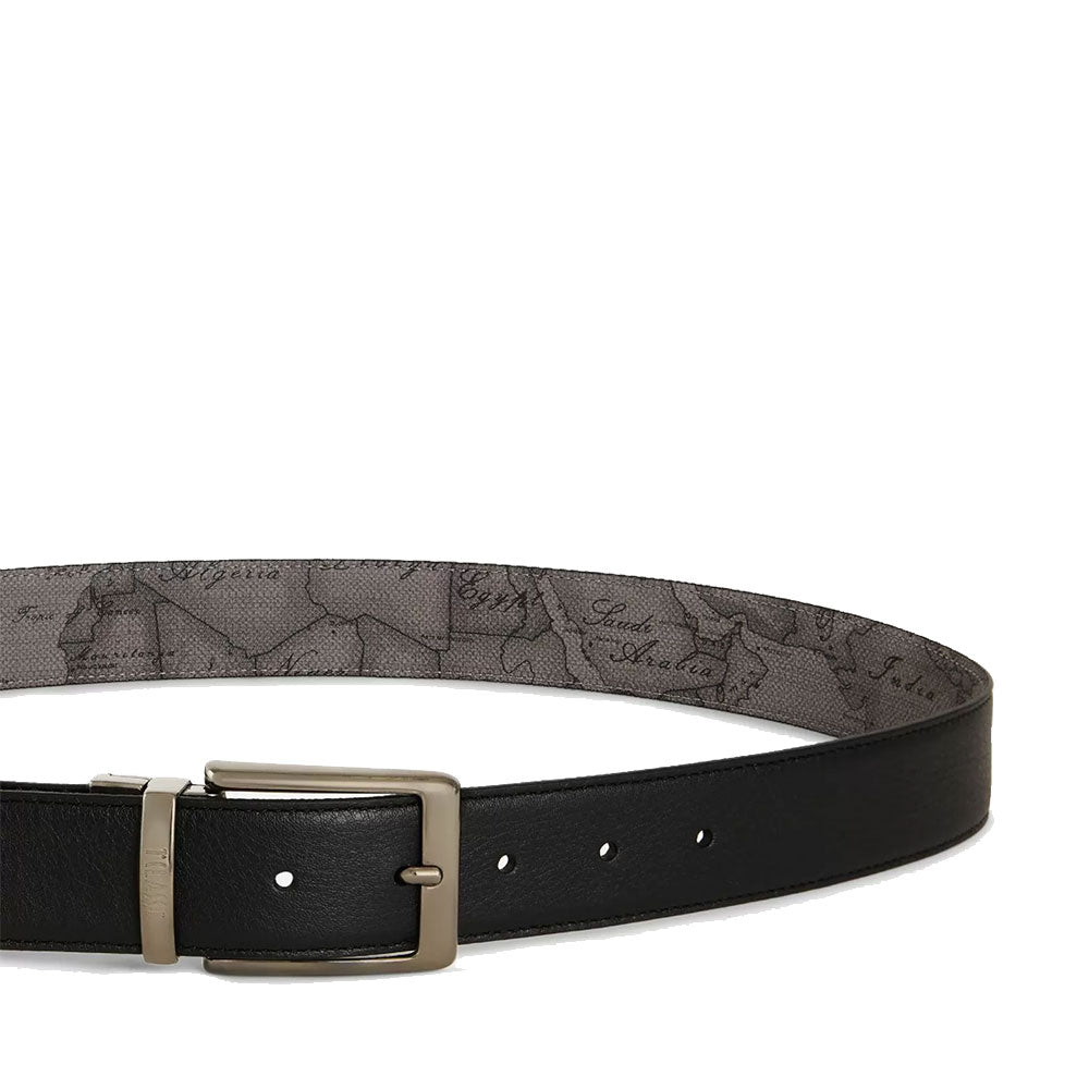 1A Classe Alviero Martini
Double Face Herrengürtel H 3,5 cm mit Geo Dunkler Aufdruck aus schwarzem Leder A485