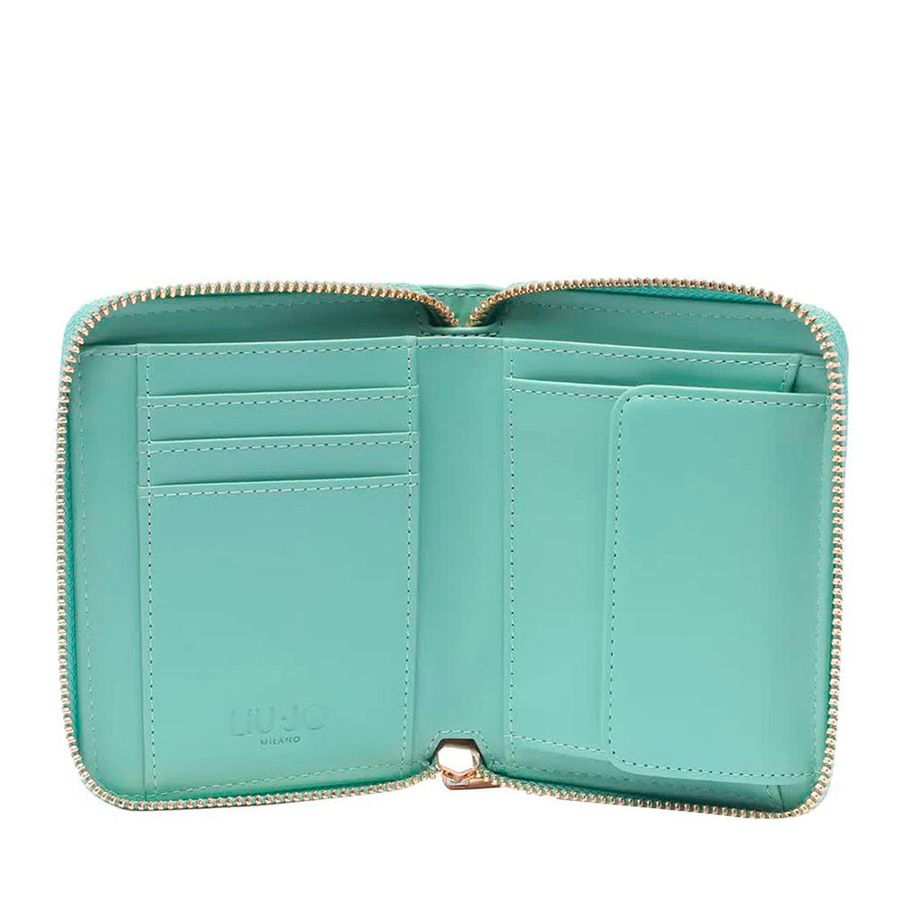 Portafoglio Donna Piccolo Zip Around LIU JO Intrecciato Dust Jade