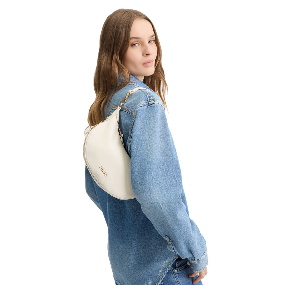 Hobo Bag Small con Tracolla LIU JO Better effetto Bottalato color Crema