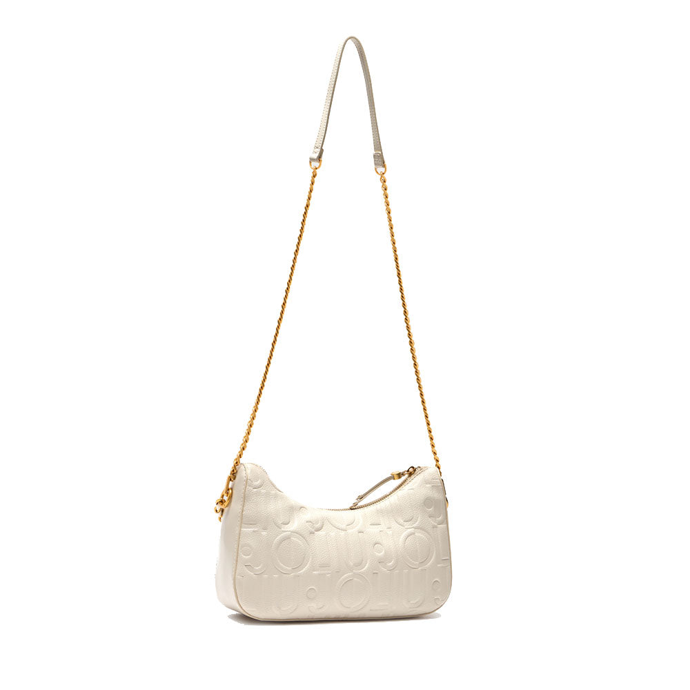 Hobo Bag Piccola LIU JO con Logo Embossed color Crema