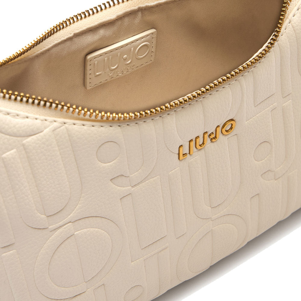 Hobo Bag Piccola LIU JO con Logo Embossed color Crema
