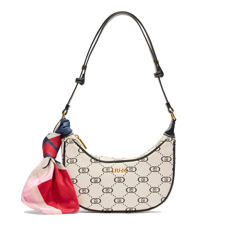 Hobo Bag mit LIU JO Better Schal in Creme mit Monogramm-Logo