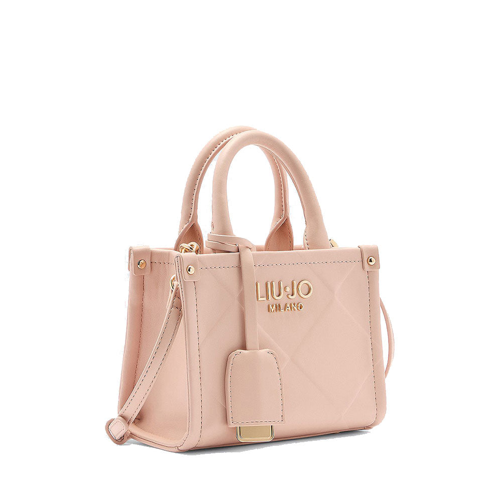 Borsa Donna a Mano Mini LIU JO Better con Motivo a Rombi Rosa Cipria