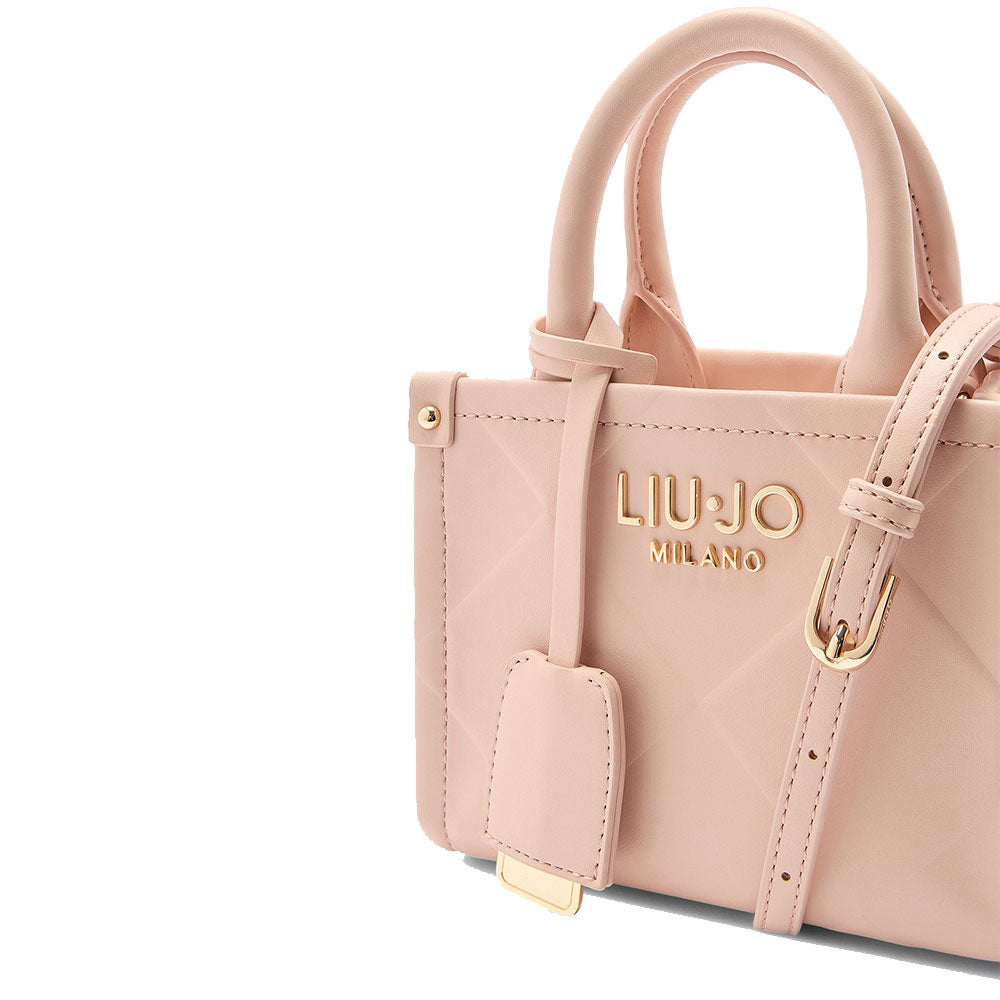 Borsa Donna a Mano Mini LIU JO Better con Motivo a Rombi Rosa Cipria