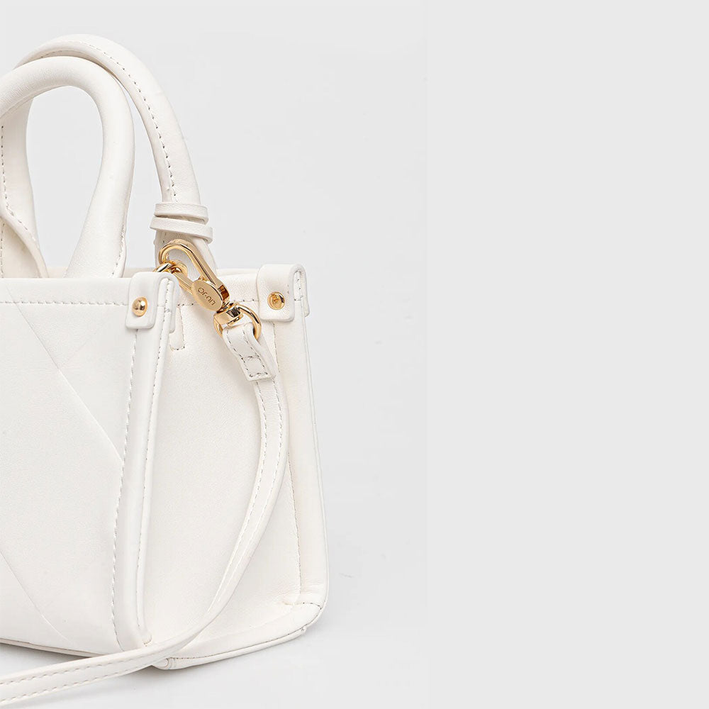 Borsa Donna a Mano Mini LIU JO Better con Motivo a Rombi Off White