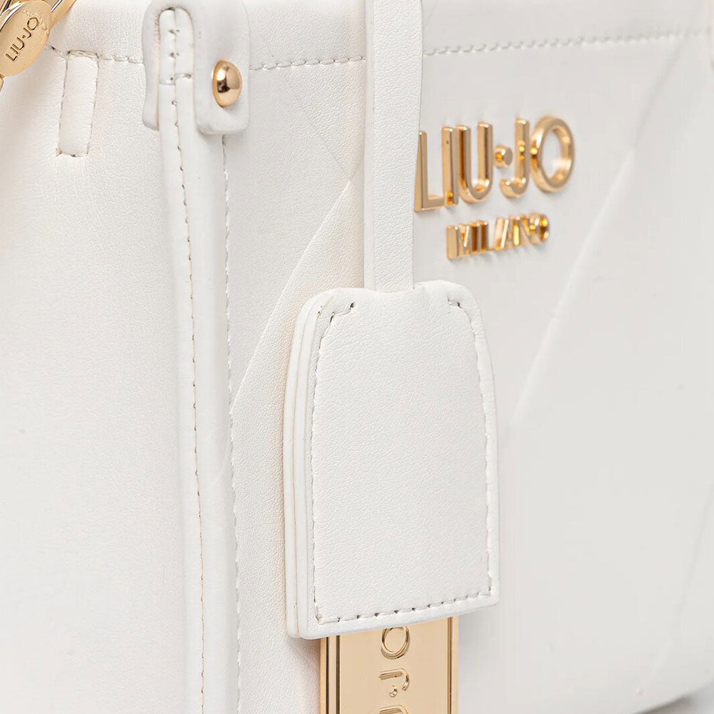 Borsa Donna a Mano Mini LIU JO Better con Motivo a Rombi Off White