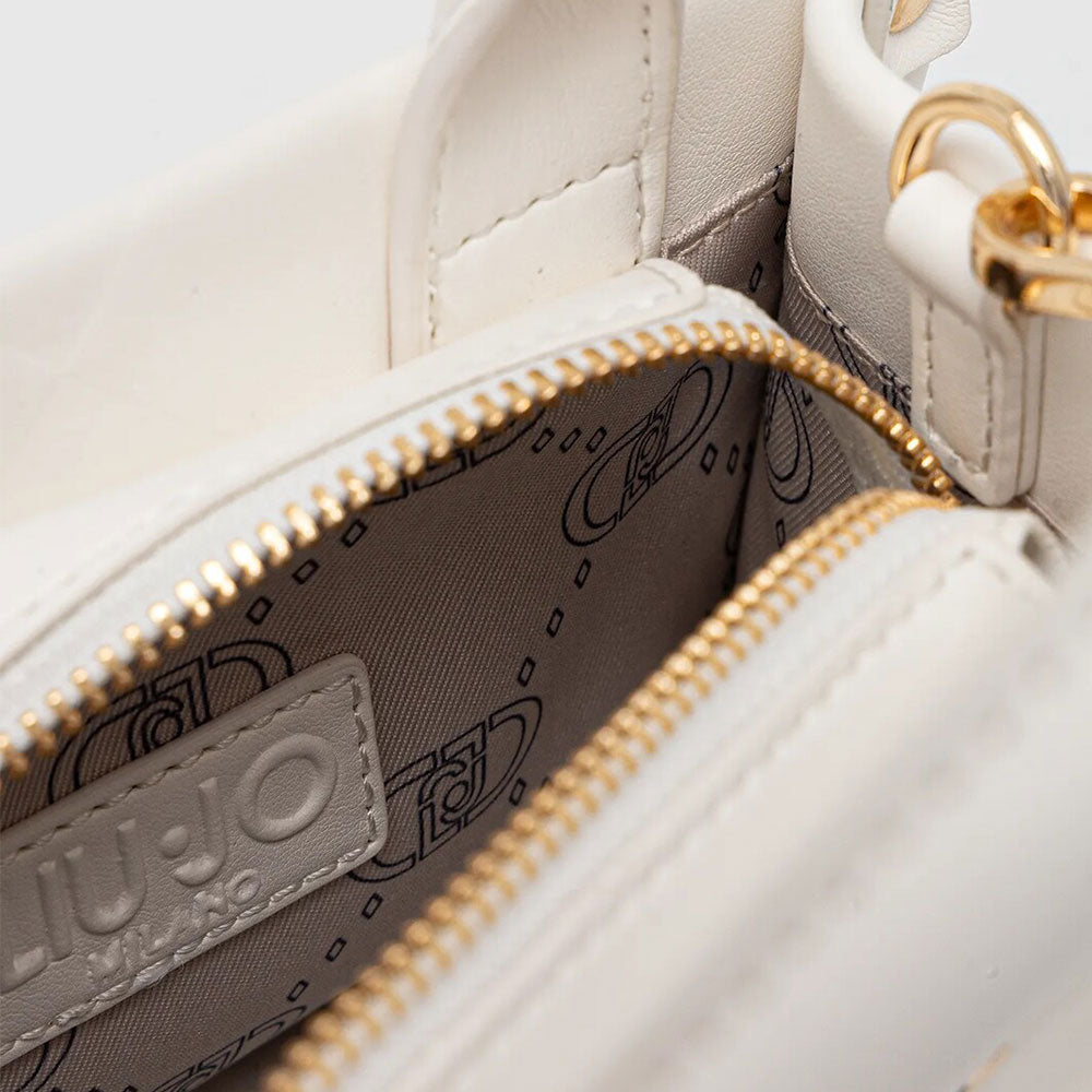 Borsa Donna a Mano Mini LIU JO Better con Motivo a Rombi Off White