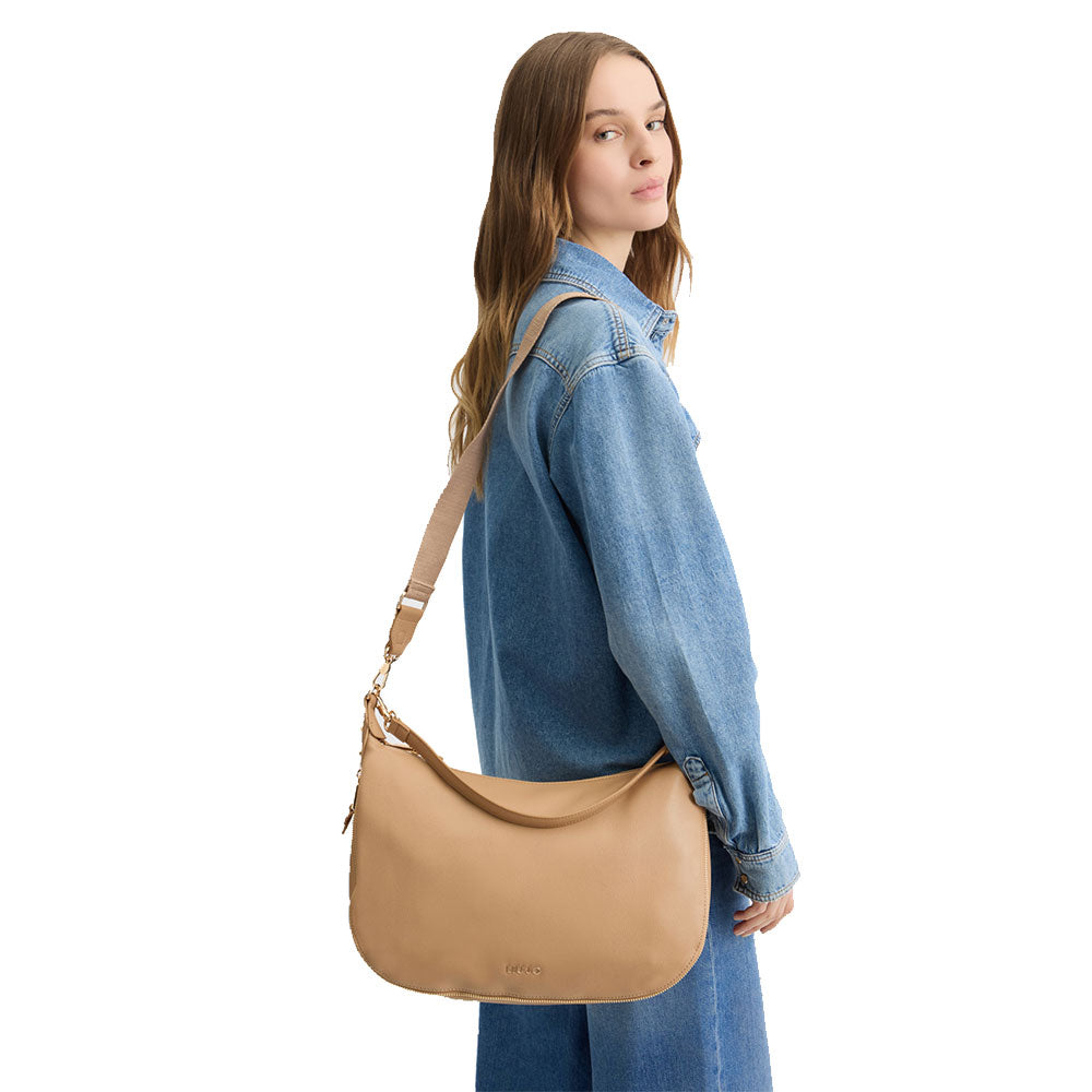 Hobo Bag Large con Tracolla LIU JO Better effetto Bottalato color Cammello