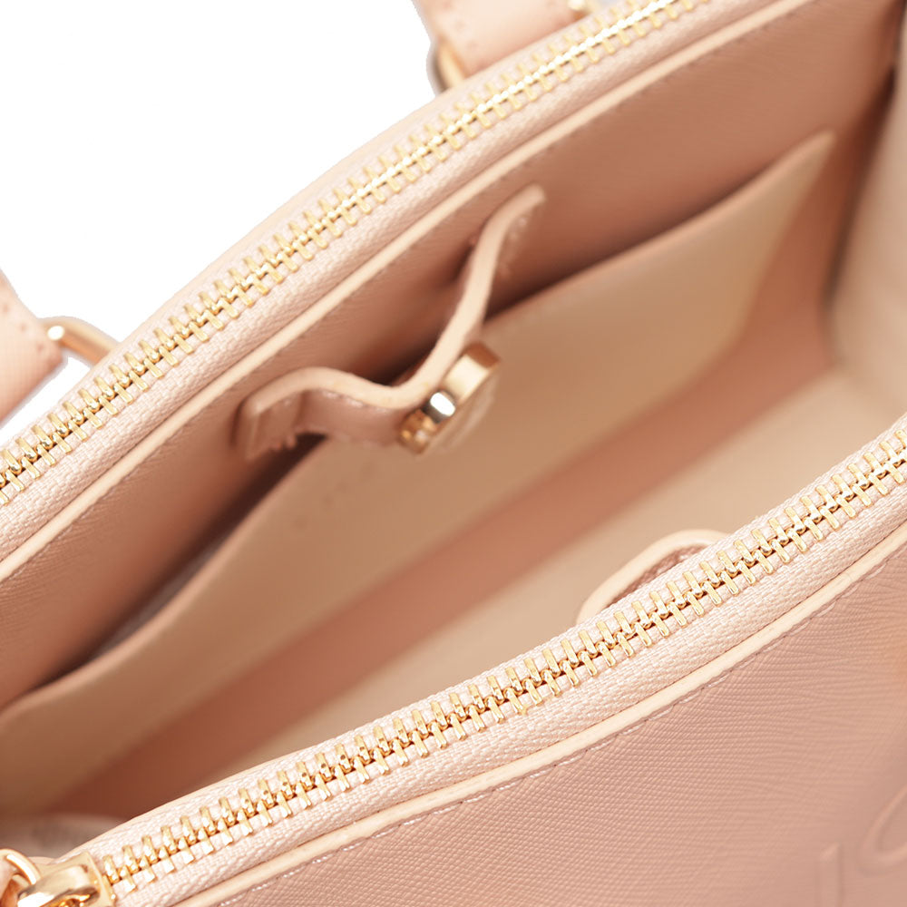 LIU JO, Damen Handtasche mit geprägtem Logo in Puderrosa