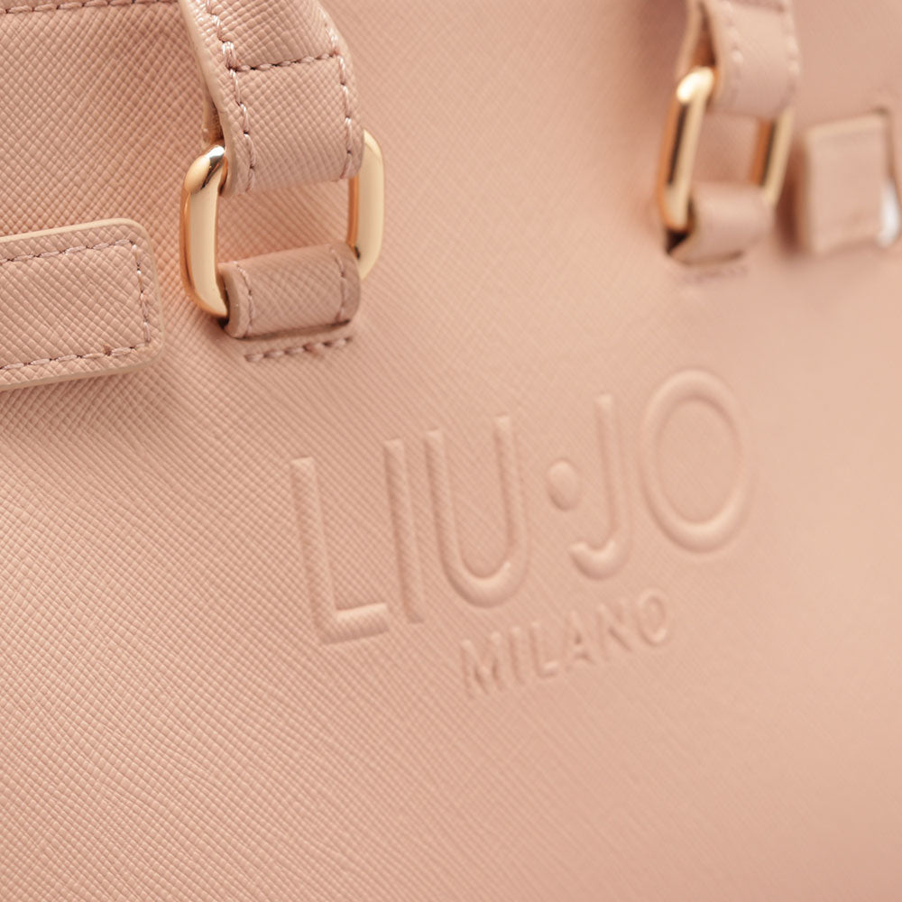 LIU JO, Damen Handtasche mit geprägtem Logo in Puderrosa