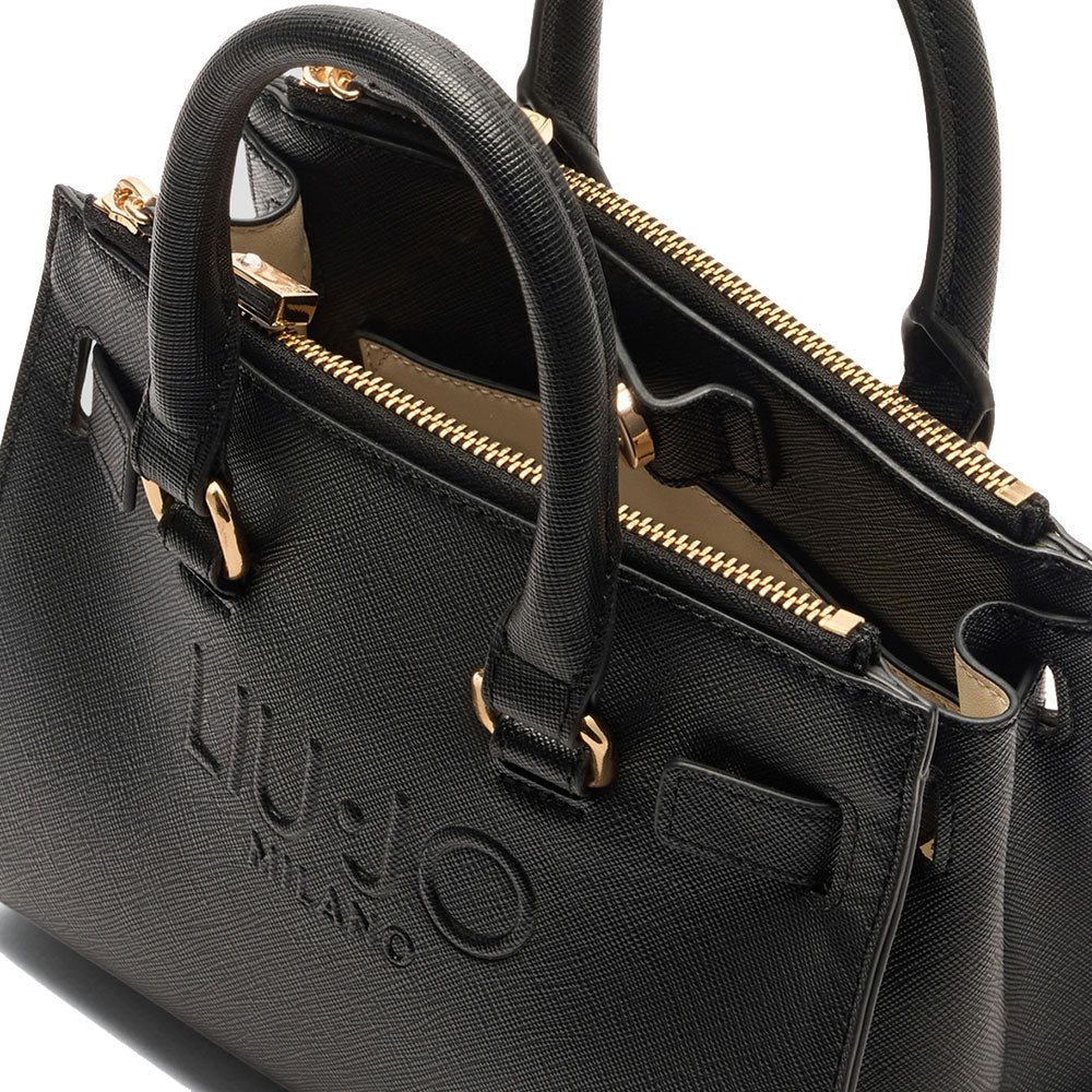 Borsa Donna a Mano LIU JO con Logo in Rilievo Nero