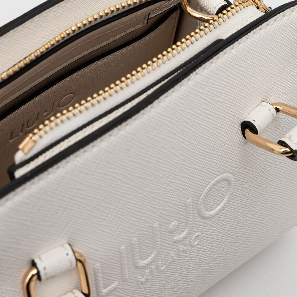 Borsa Donna a Mano Mini LIU JO con Logo in Rilievo Off White