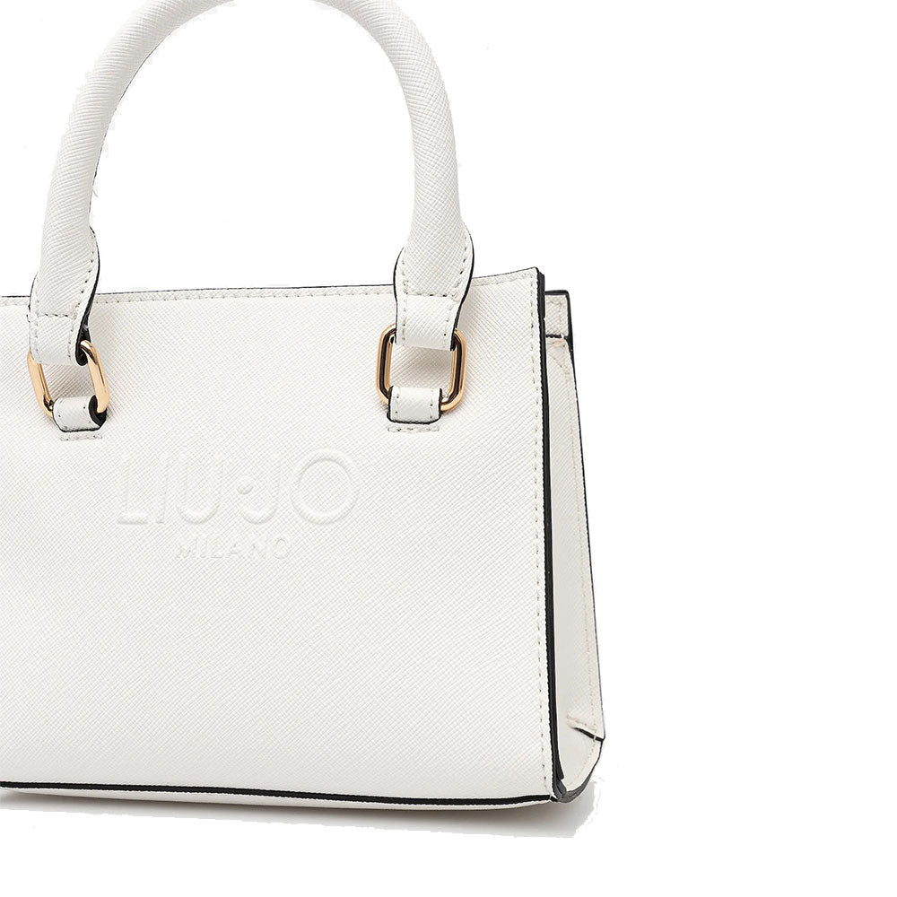 Borsa Donna a Mano Mini LIU JO con Logo in Rilievo Off White