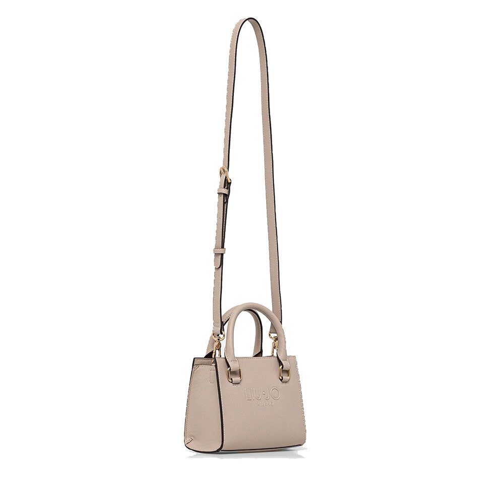 Borsa Donna a Mano Mini LIU JO con Logo in Rilievo Beige