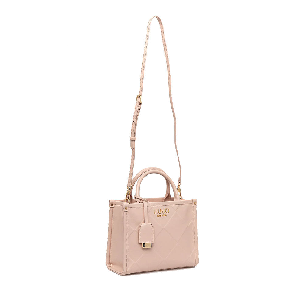 Borsa Donna a Mano LIU JO Better con Motivo a Rombi Rosa Cipria