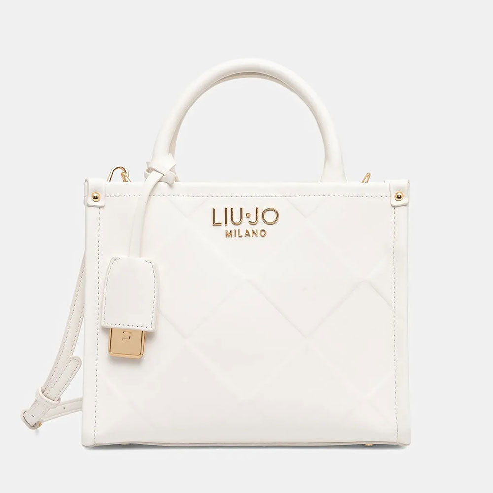 Borsa Donna a Mano LIU JO Better con Motivo a Rombi Off White