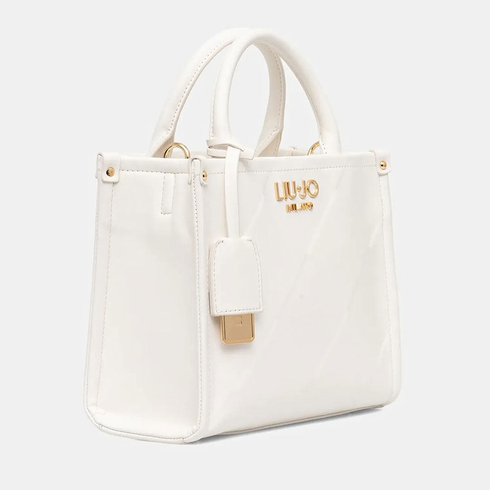 Borsa Donna a Mano LIU JO Better con Motivo a Rombi Off White