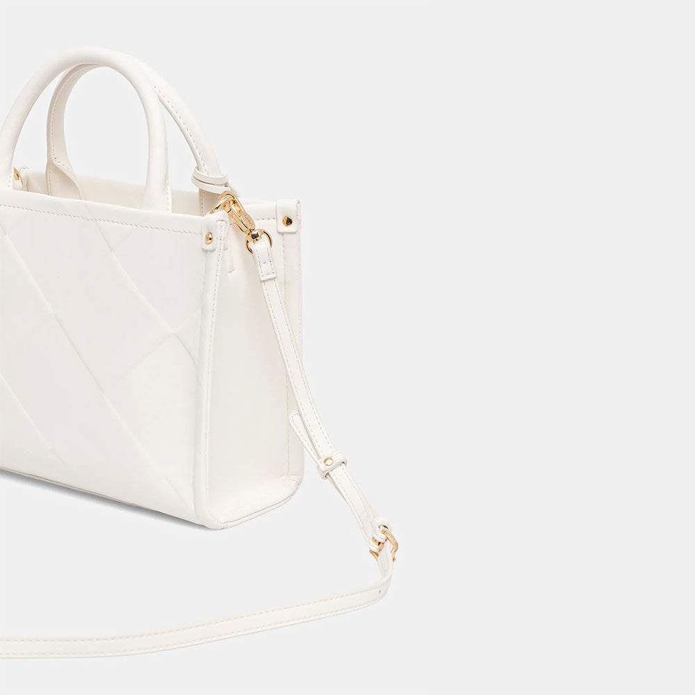 Borsa Donna a Mano LIU JO Better con Motivo a Rombi Off White