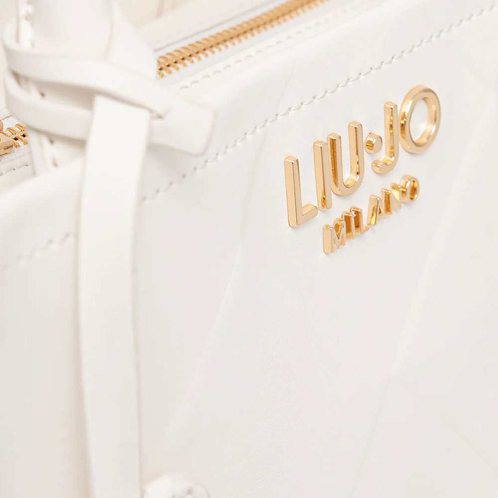 Borsa Donna a Mano LIU JO Better con Motivo a Rombi Off White