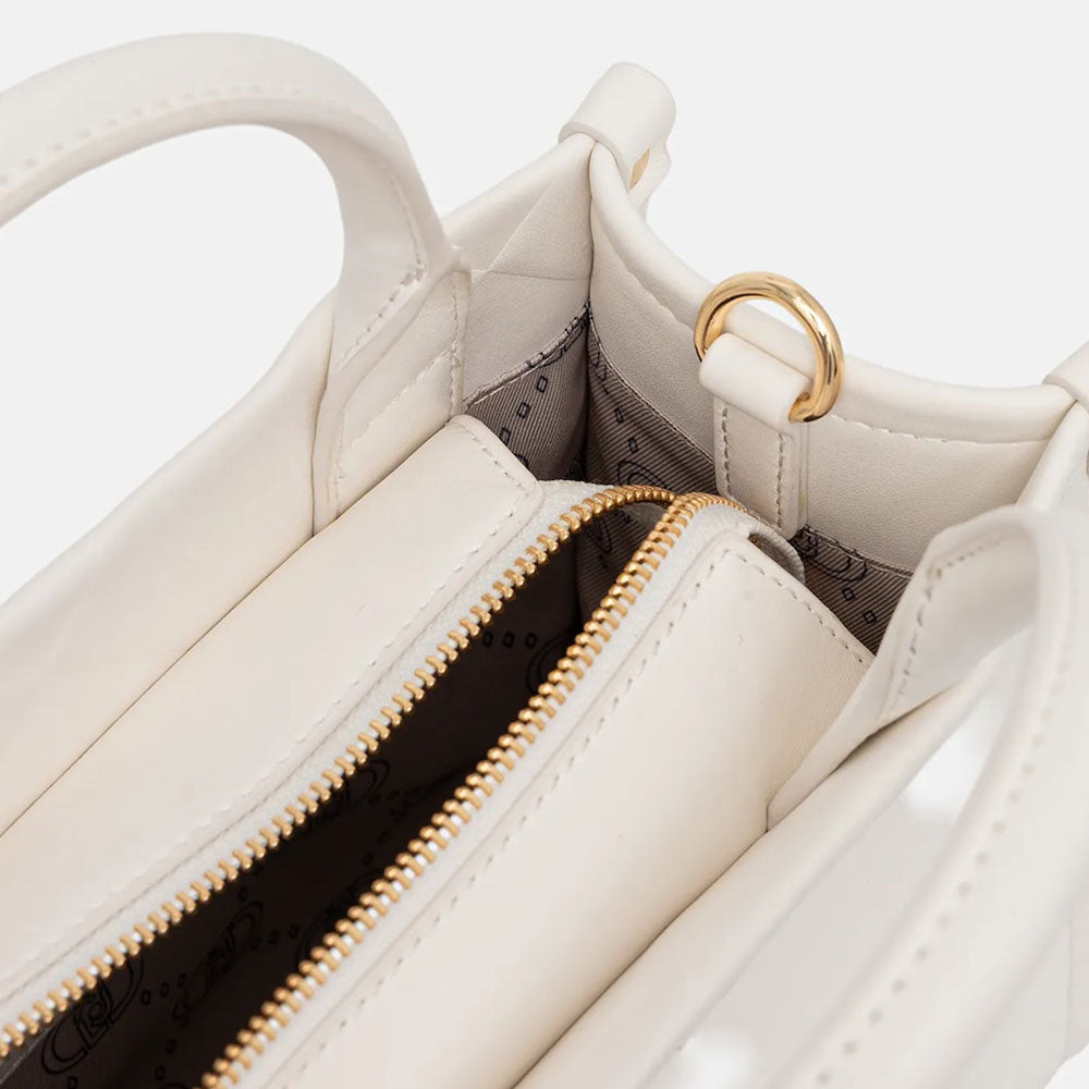 Borsa Donna a Mano LIU JO Better con Motivo a Rombi Off White