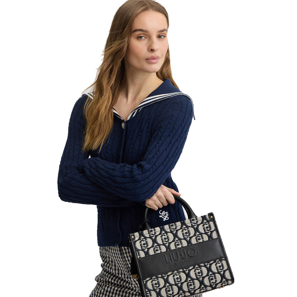 Borsa Donna a Mano LIU JO Better in Tessuto Jacquard Nero