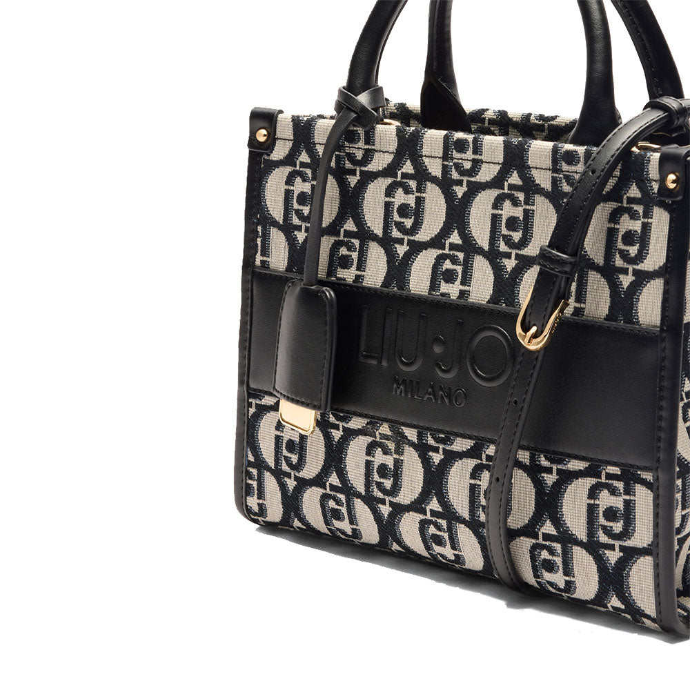 Borsa Donna a Mano LIU JO Better in Tessuto Jacquard Nero