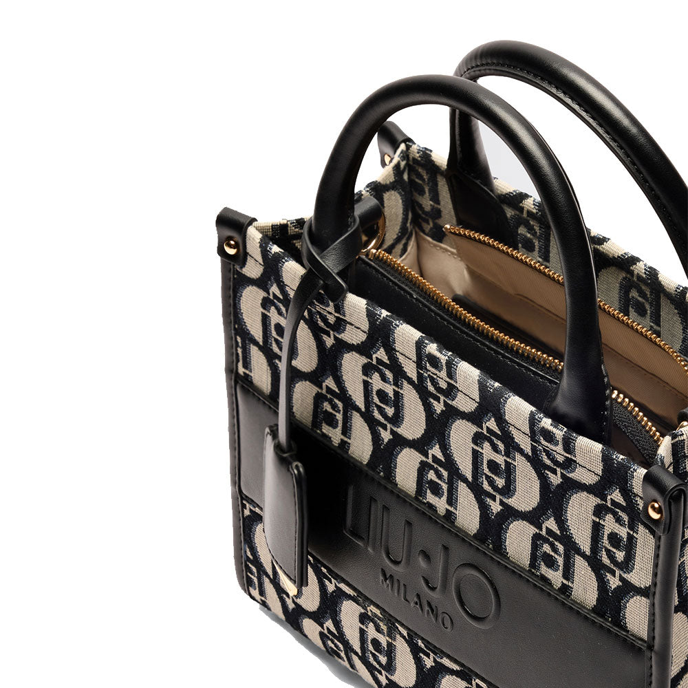 Borsa Donna a Mano LIU JO Better in Tessuto Jacquard Nero