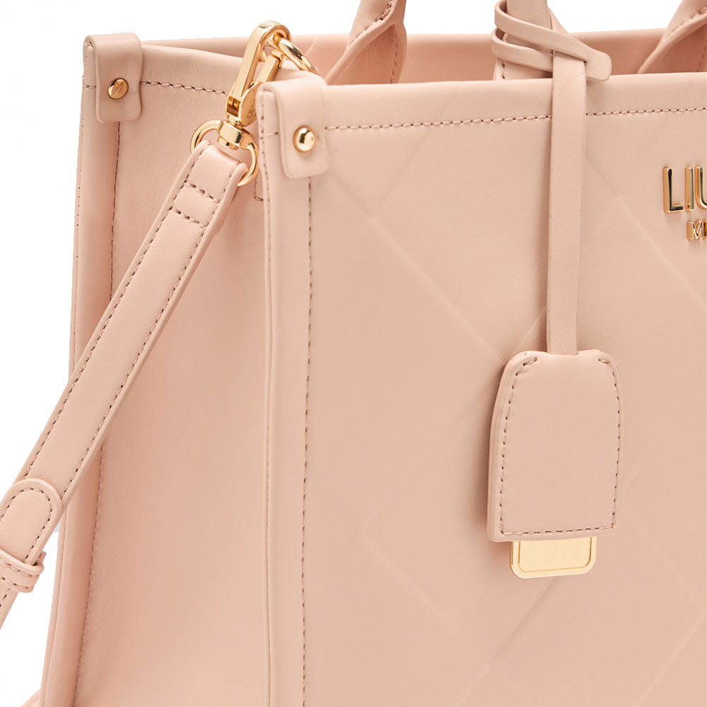 Borsa Donna a Mano Large LIU JO Better con Motivo a Rombi Rosa Cipria
