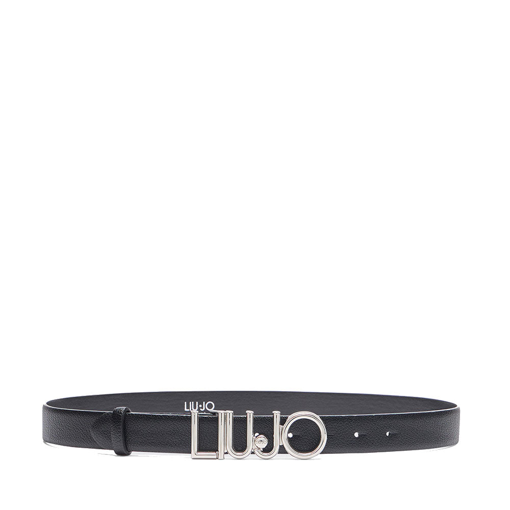 Cintura Donna h 3 cm LIU JO Better Effetto Bottalato Nera con Fibbia Logata