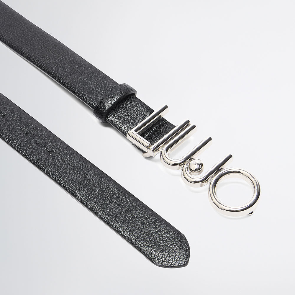 Cintura Donna h 3 cm LIU JO Better Effetto Bottalato Nera con Fibbia Logata