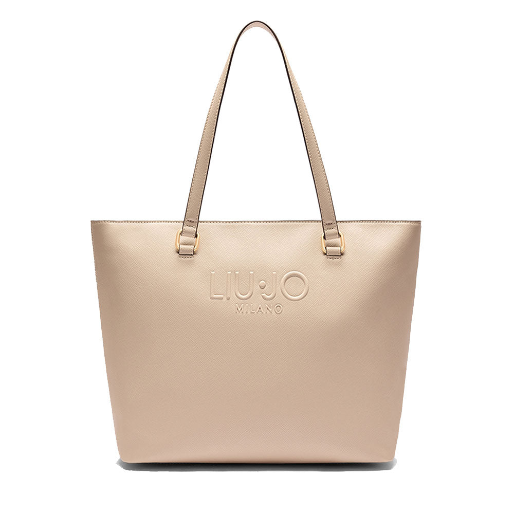 Shopping Bag Donna LIU JO con Logo in Rilievo Beige