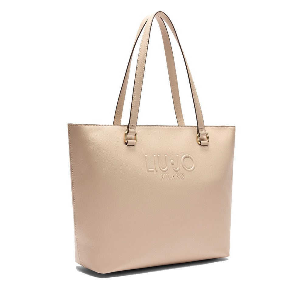 Shopping Bag Donna LIU JO con Logo in Rilievo Beige