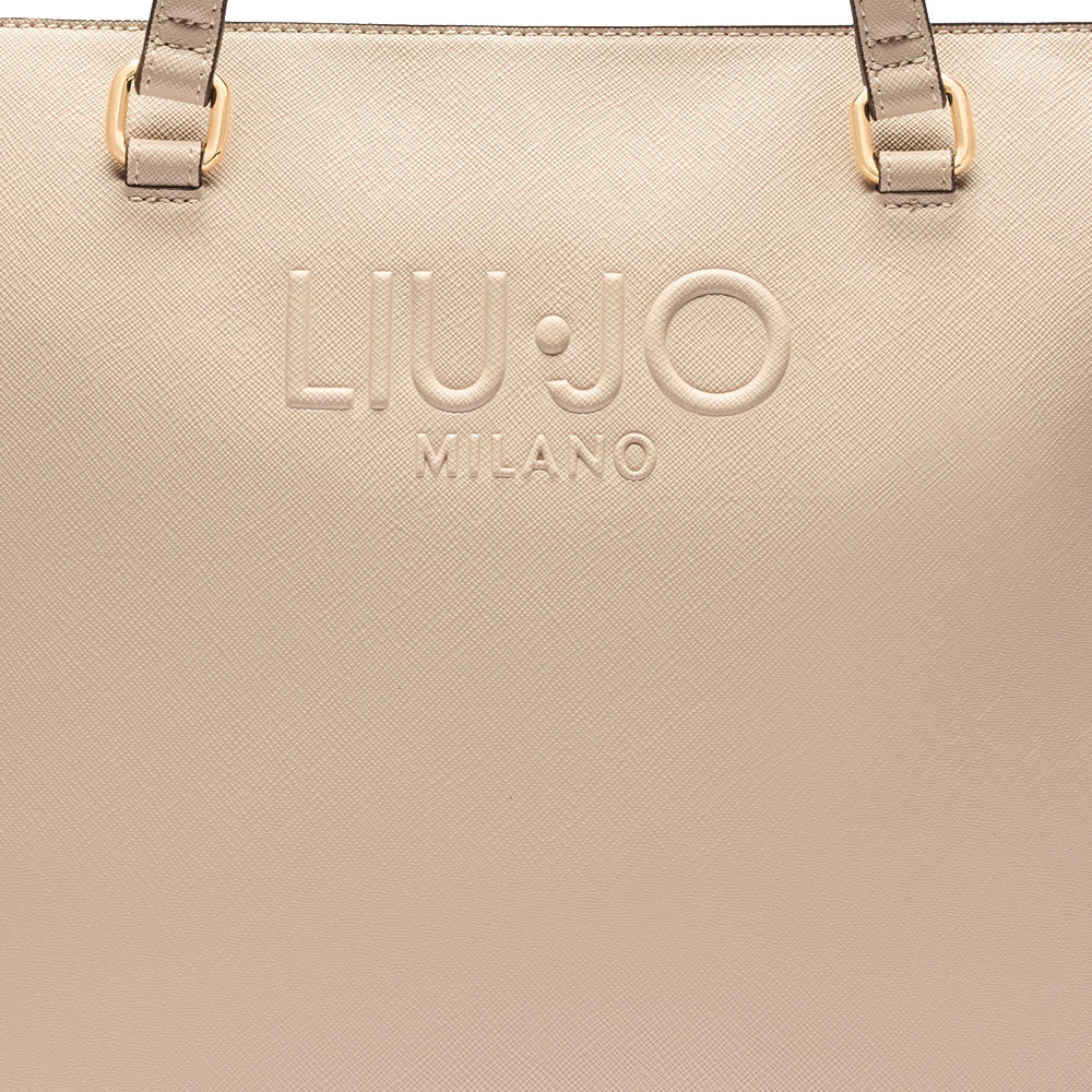 Shopping Bag Donna LIU JO con Logo in Rilievo Beige