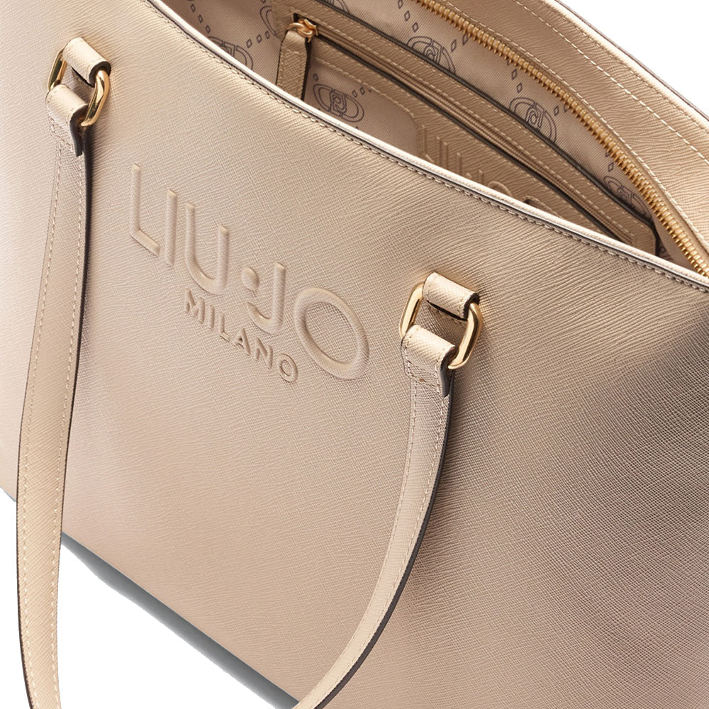 Shopping Bag Donna LIU JO con Logo in Rilievo Beige