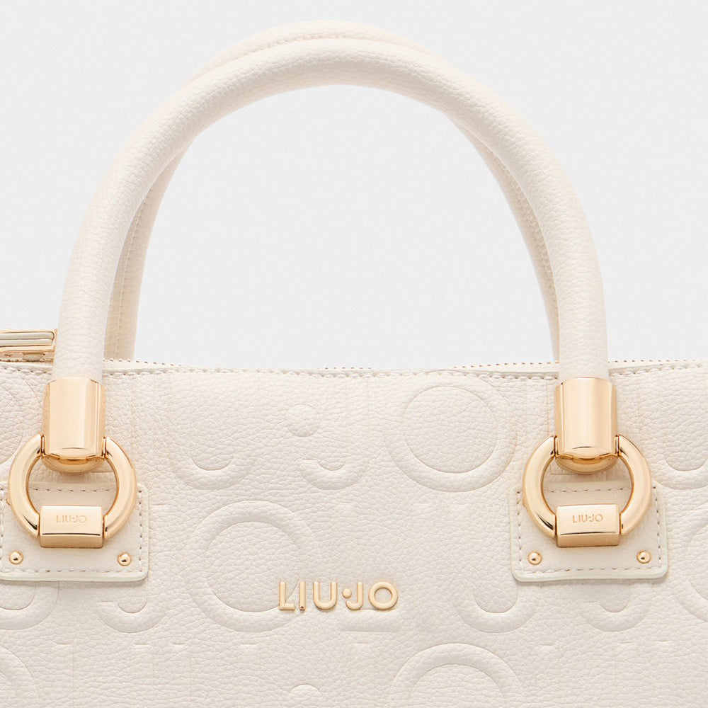 Borsa Donna a Mano Media LIU JO effetto Bottalato con Logo in Rilievo All Over color Marmo