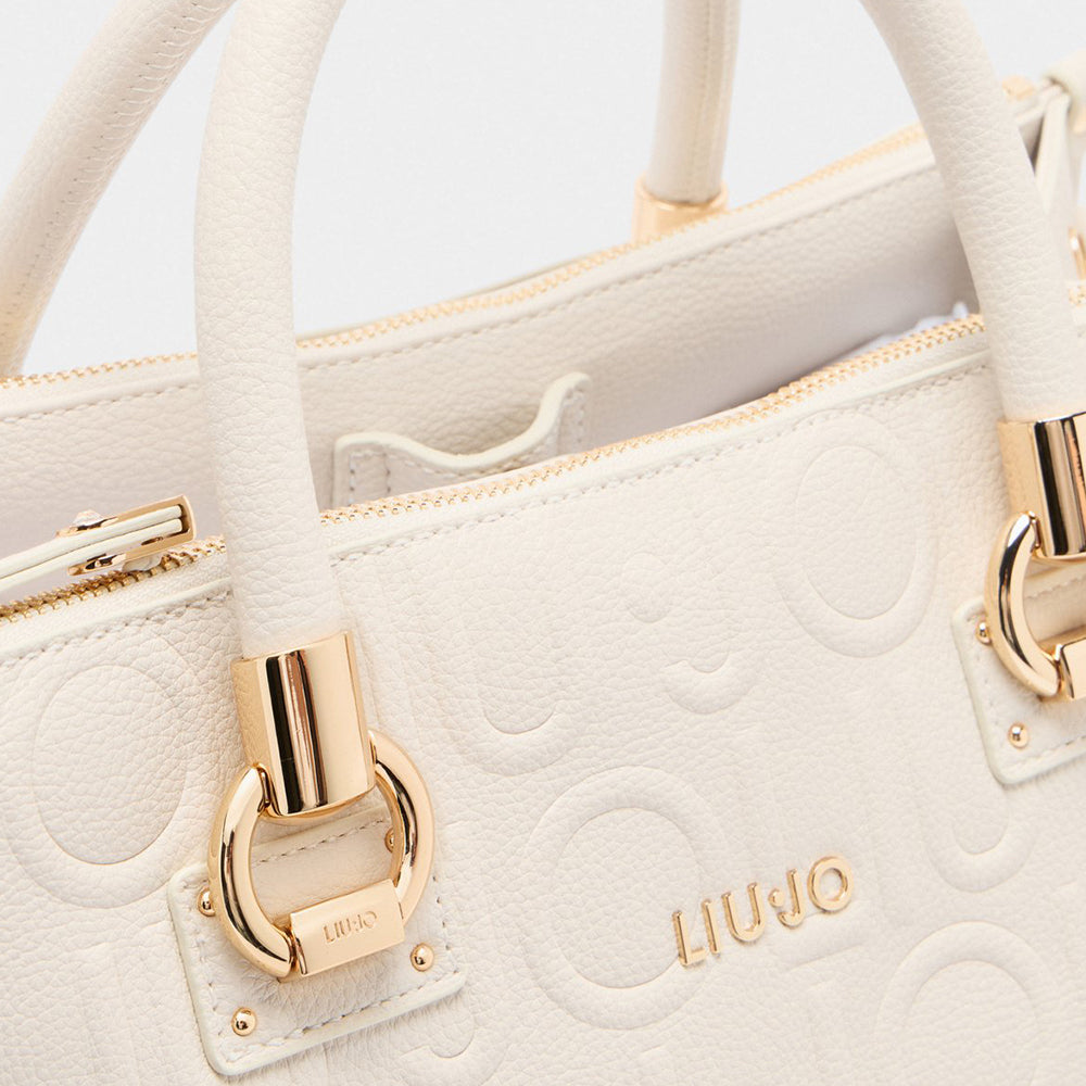 Borsa Donna a Mano Media LIU JO effetto Bottalato con Logo in Rilievo All Over color Marmo