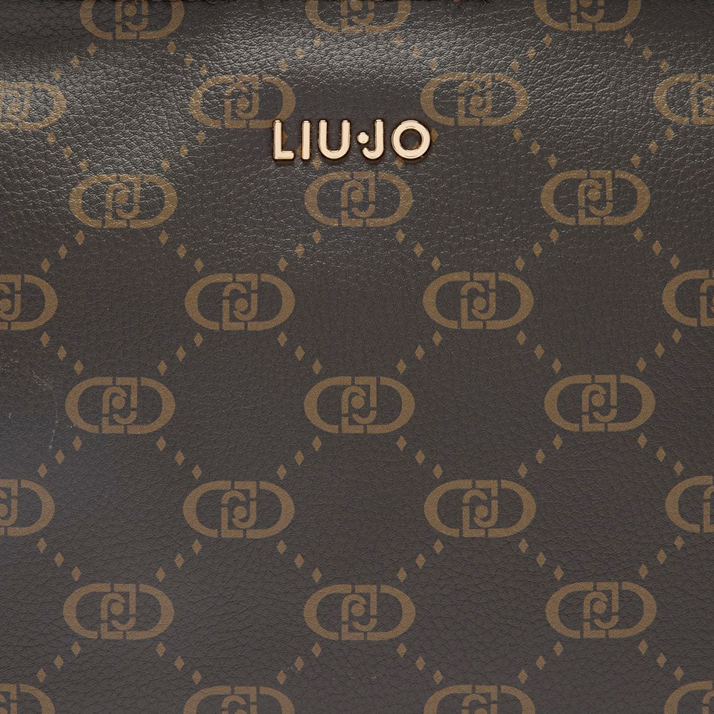 Borsa a Tracolla LIU JO Marrone con Logo Monogram e Inserto effetto Bottalato Beige