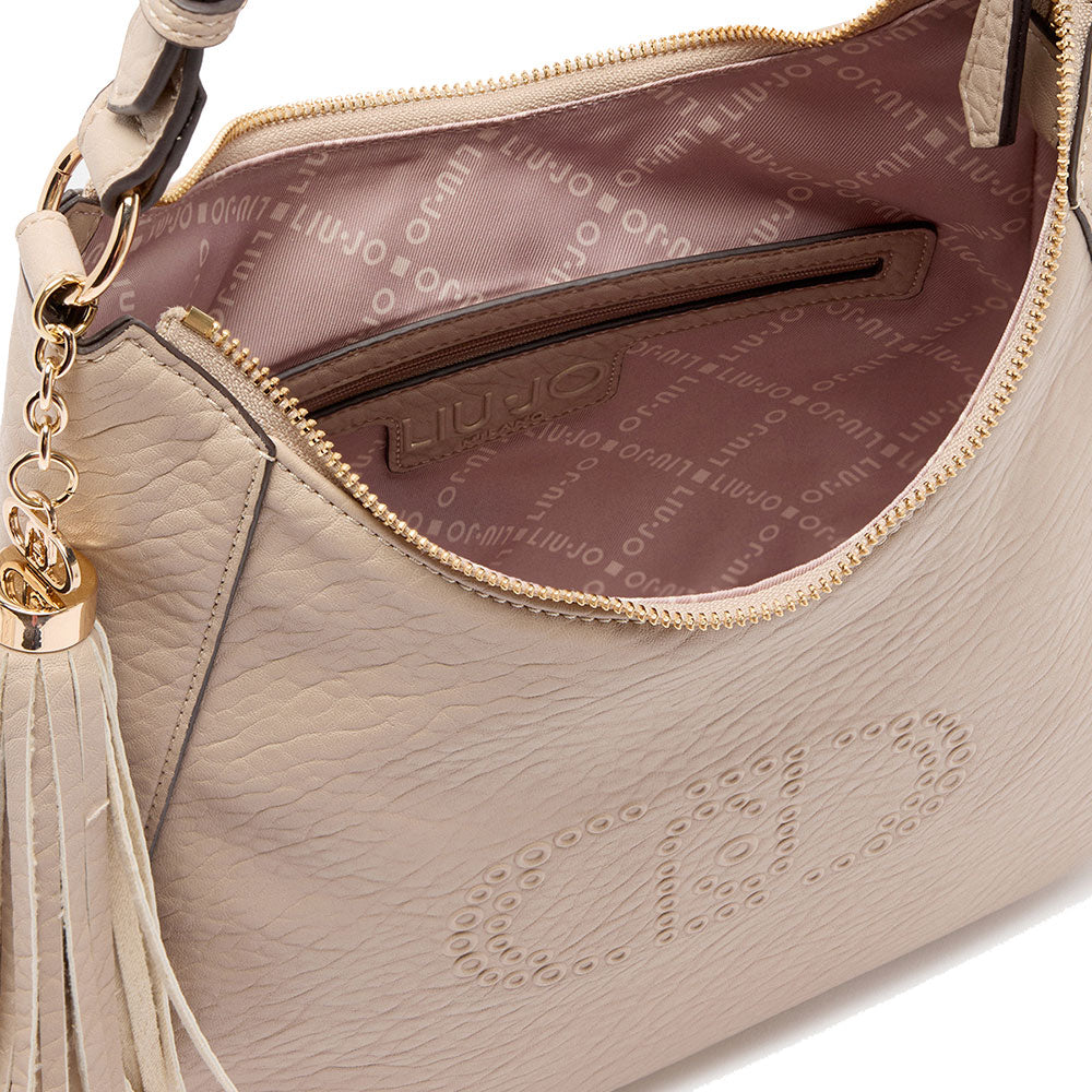 Hobo Bag a Spalla LIU JO Better con Logo e Nappa Beige
