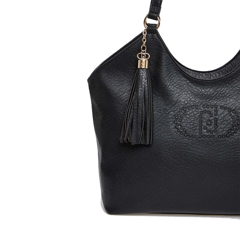 Tote Bag a Spalla LIU JO Better Nera con Logo e Nappa