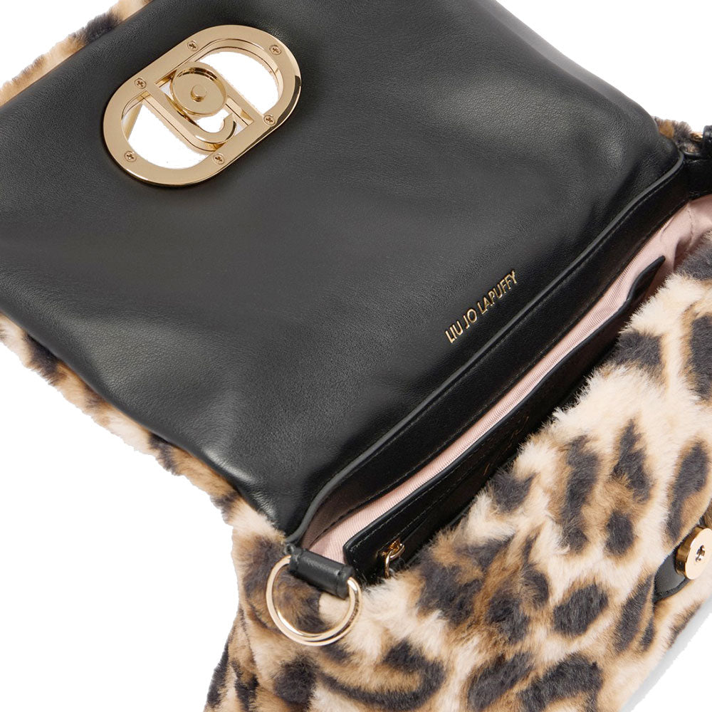 Borsa a Spalla Media LIU JO linea LaPuffy in Pelliccia Sintetica stampa Animalier