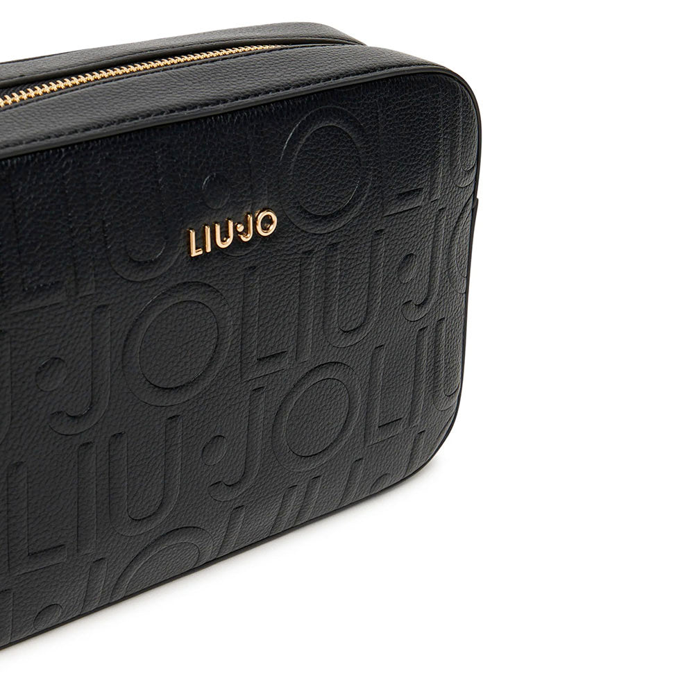 Borsa Donna a Tracolla LIU JO Better Effetto Bottalato con Logo in Rilievo Nero