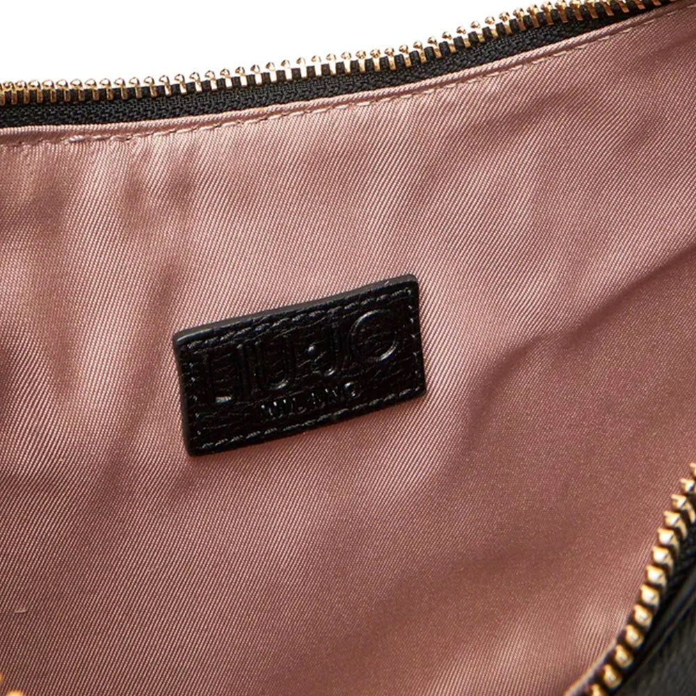 Hobo Bag Media LIU JO Marrone con Logo Monogram e Inserto effetto Bottalato Nero