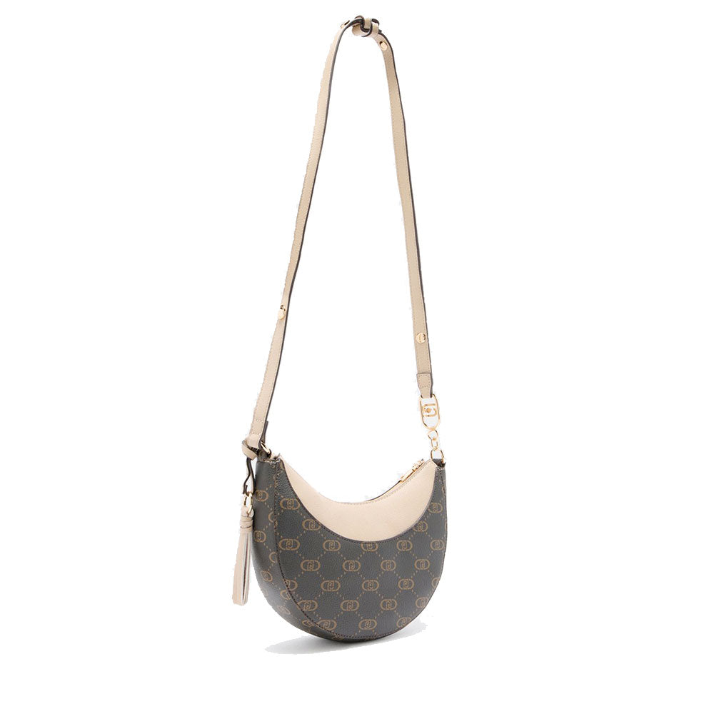 Hobo Bag Media LIU JO Marrone con Logo Monogram e Inserto effetto Bottalato Beige