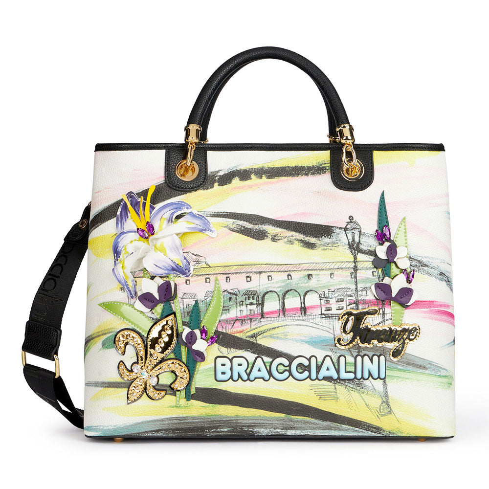 Borsa Donna a Mano Large BRACCIALINI linea Cartoline stampa