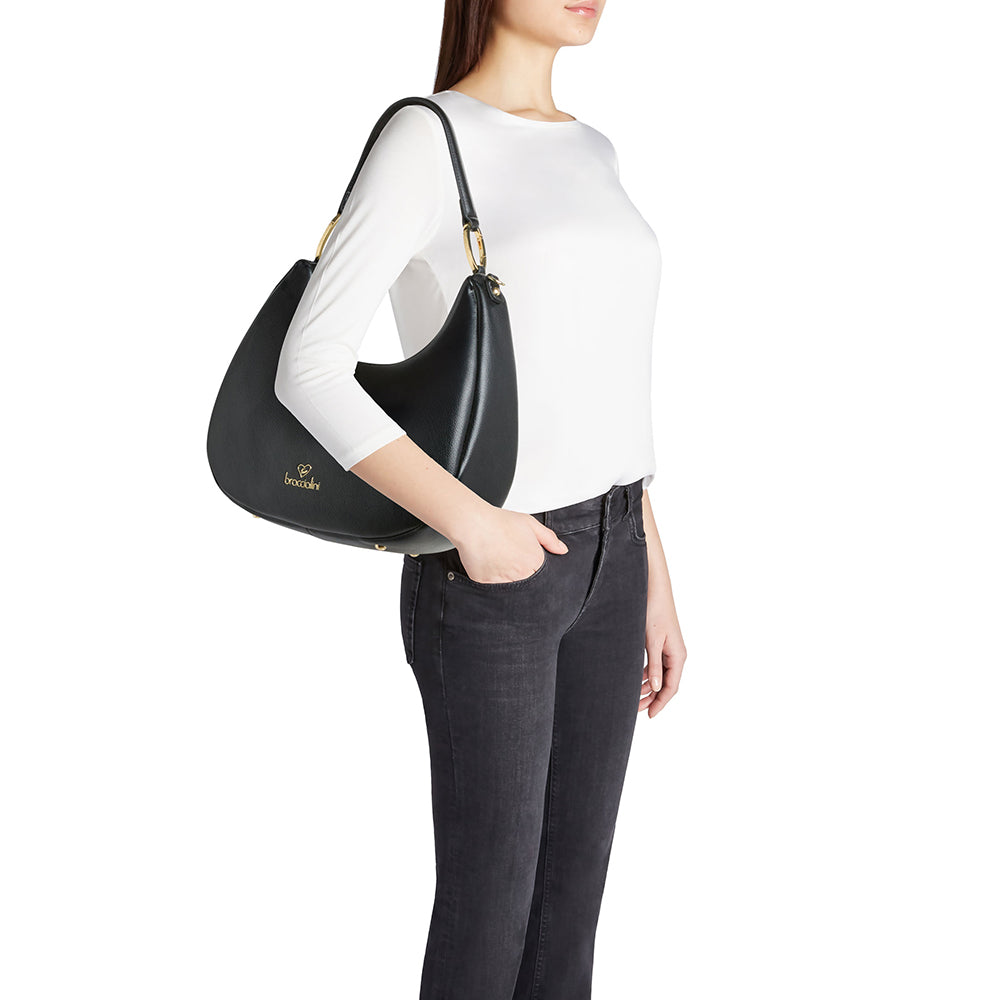BRACCIALINI Damen Hobo Bag, Amy Line, Schwarz