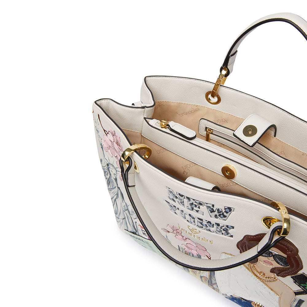 Borsa Donna a Mano Large BRACCIALINI linea Cartoline stampa New York