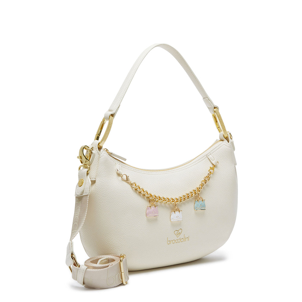 Borsa Mezzaluna a Spalla BRACCIALINI linea Beth Beige