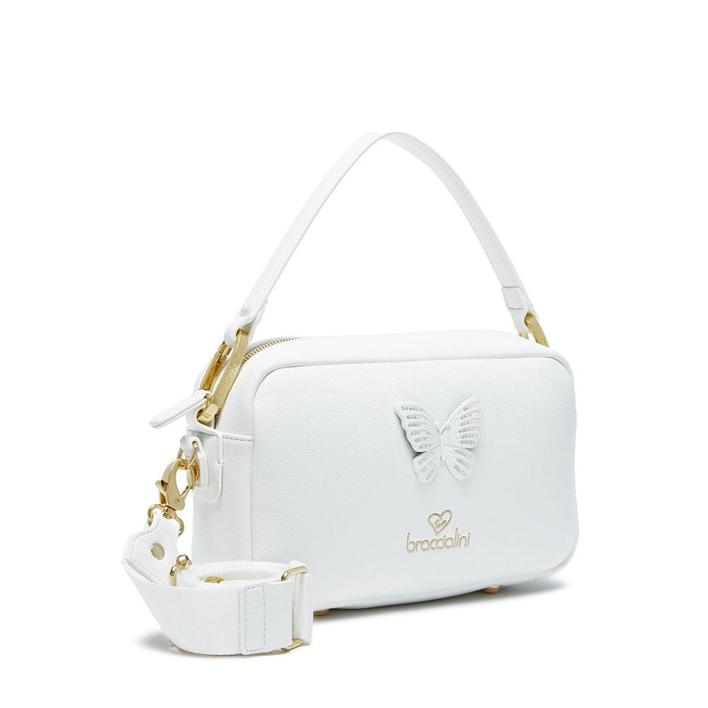 BRACCIALINI Damen Umhängetasche, Jinny Mix Line, Weiß