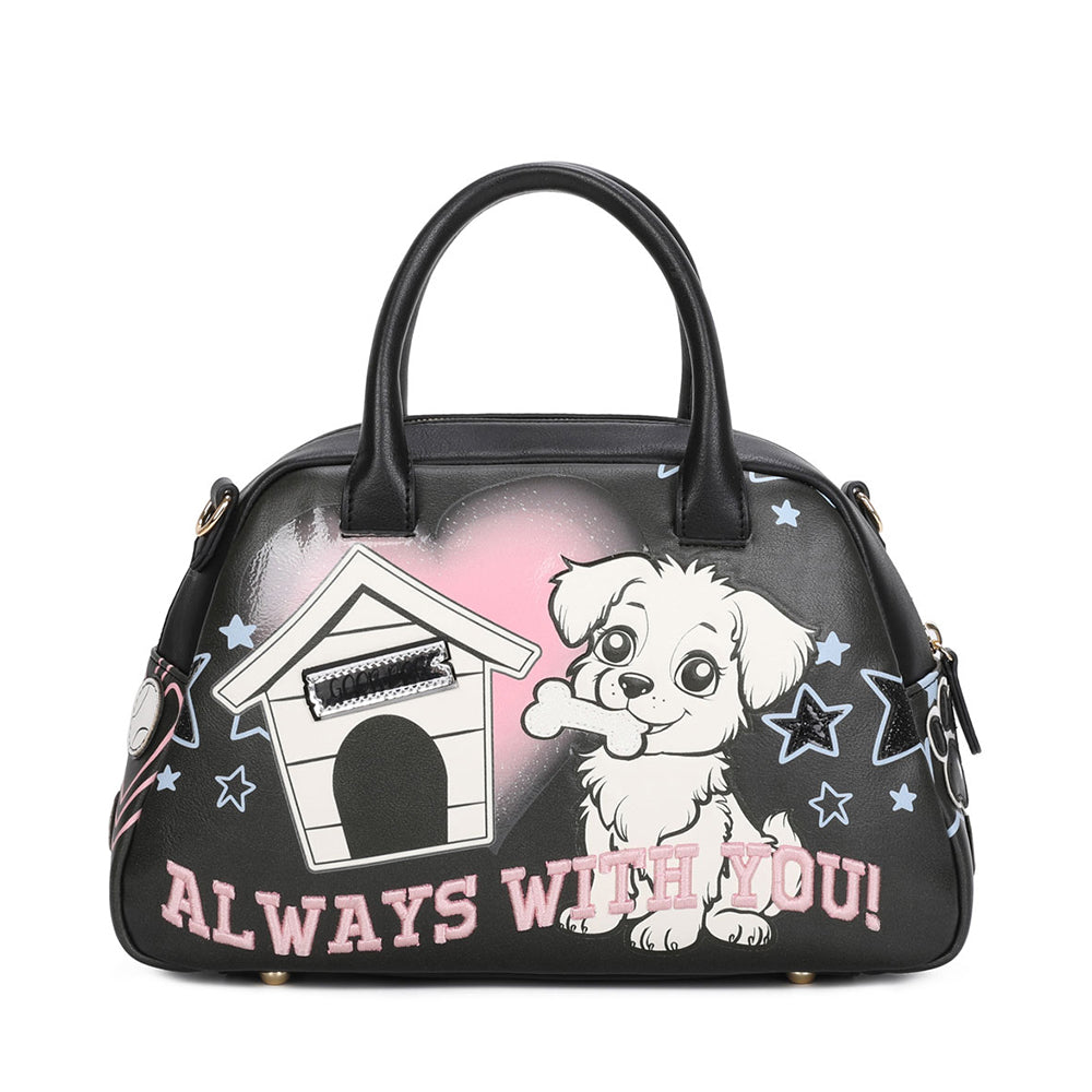 BRACCIALINI Allround Damenhandtasche mit schwarzem Haustier-Print