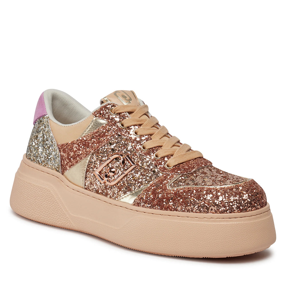 Scarpe Donna LIU JO Sneakers Tami 02 con Glitter All Over Papaya e Rose Gold